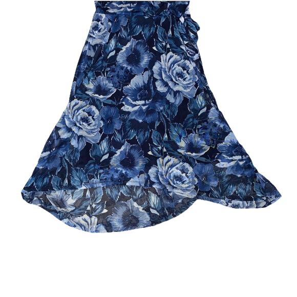 Enfocus Floral Y2K Faux Wrap Fairy Dress SZ 4P Semi Sheer Asymmetrical Hem - Picture 2 of 12